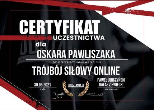 Certyfikat Trenera Pawliszaka