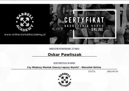 Certyfikat Trenera Pawliszaka