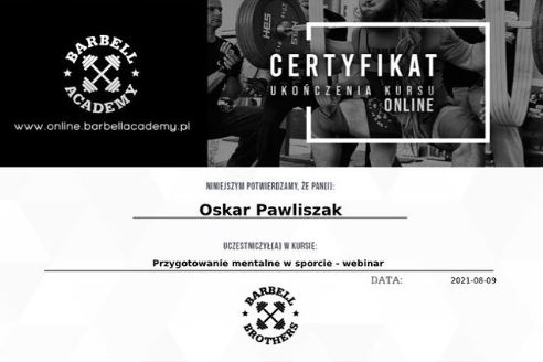 Certyfikat Trenera Pawliszaka