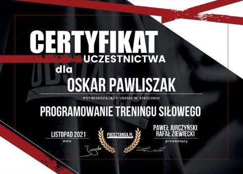 Certyfikat Trenera Pawliszaka